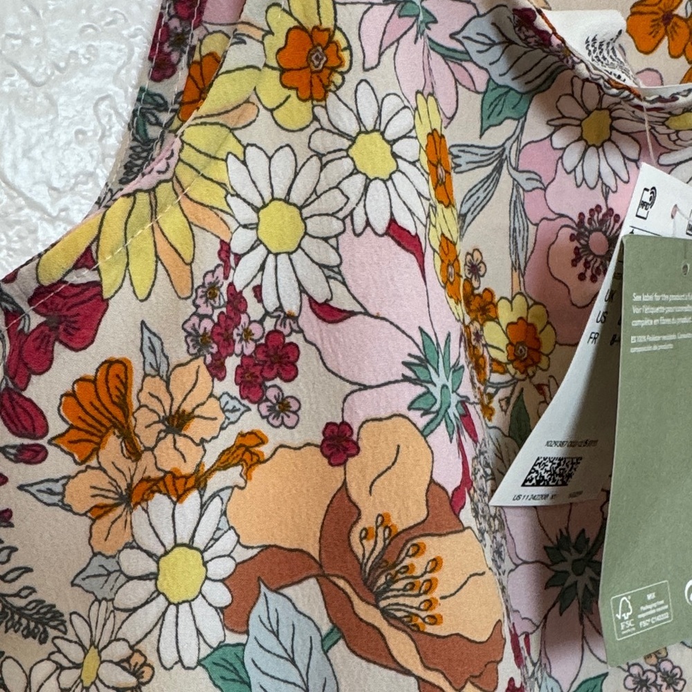 H&M Pink Multi Floral Ruffle-Hem Tank Top - Picture 6 of 6